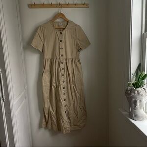 Blair Tan Button-Down Midi Dress